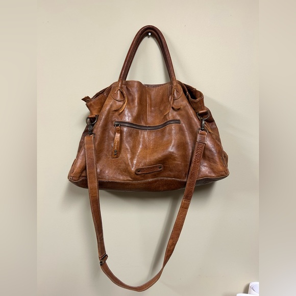 Bed Stu Leather Rockaway Shoulder Crossbody Bag Tote Tan Rustic - Picture 1 of 16